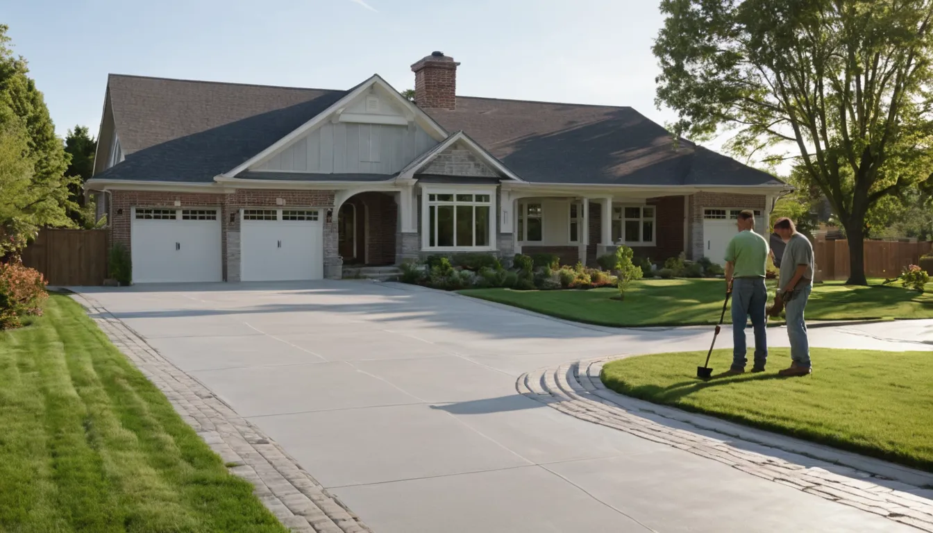 A freshly poured concrete driveway beside a family home in Lorain